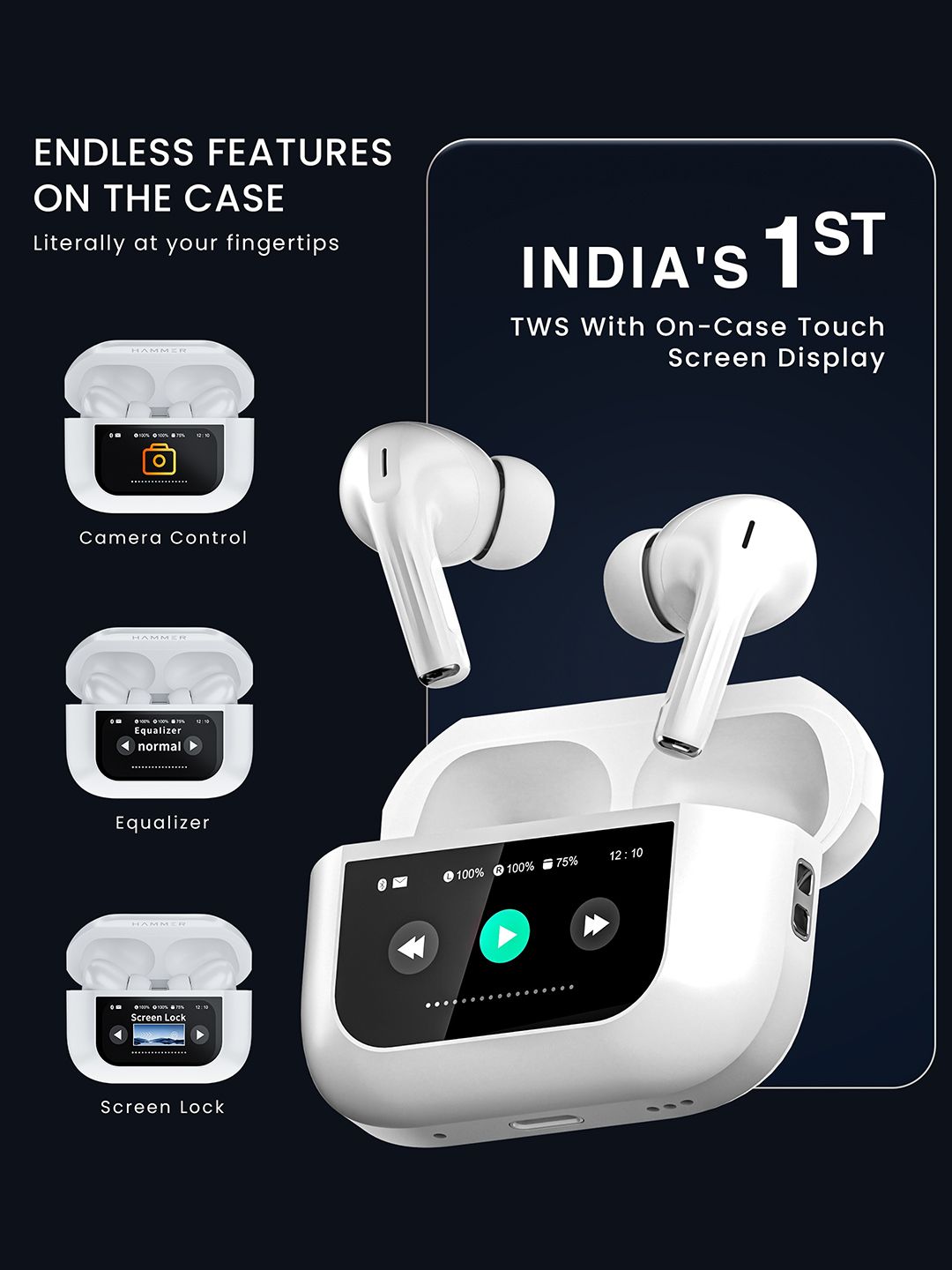 🎧 Smart Display Wireless Earbuds | 48H Battery Backup & Deep Bass